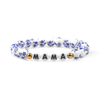 Custom Name Blue Porcelain Floral Beaded Bracelet