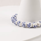 Custom Name Blue Porcelain Floral Beaded Bracelet
