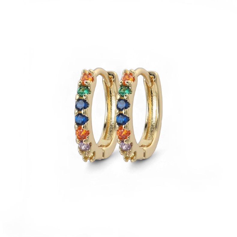 Gemstone Sleeper Huggie Hoop Earrings