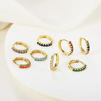 Gemstone Sleeper Huggie Hoop Earrings