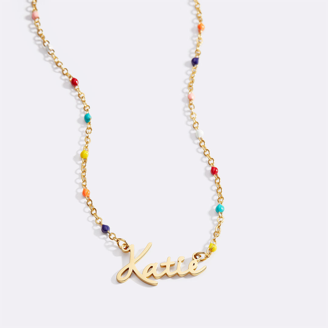Colorful Beaded Fairy Name Necklace