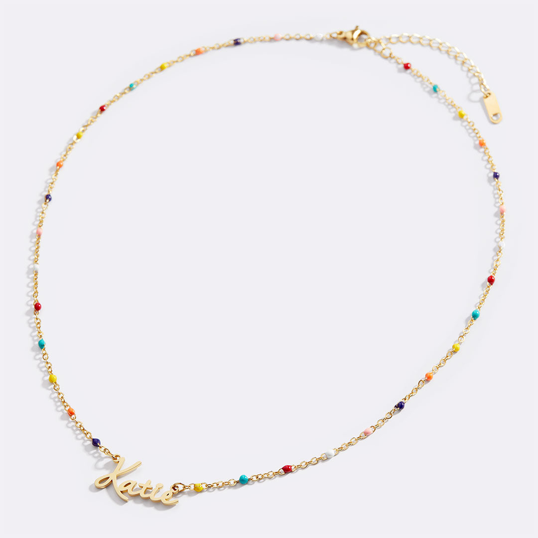 Colorful Beaded Fairy Name Necklace