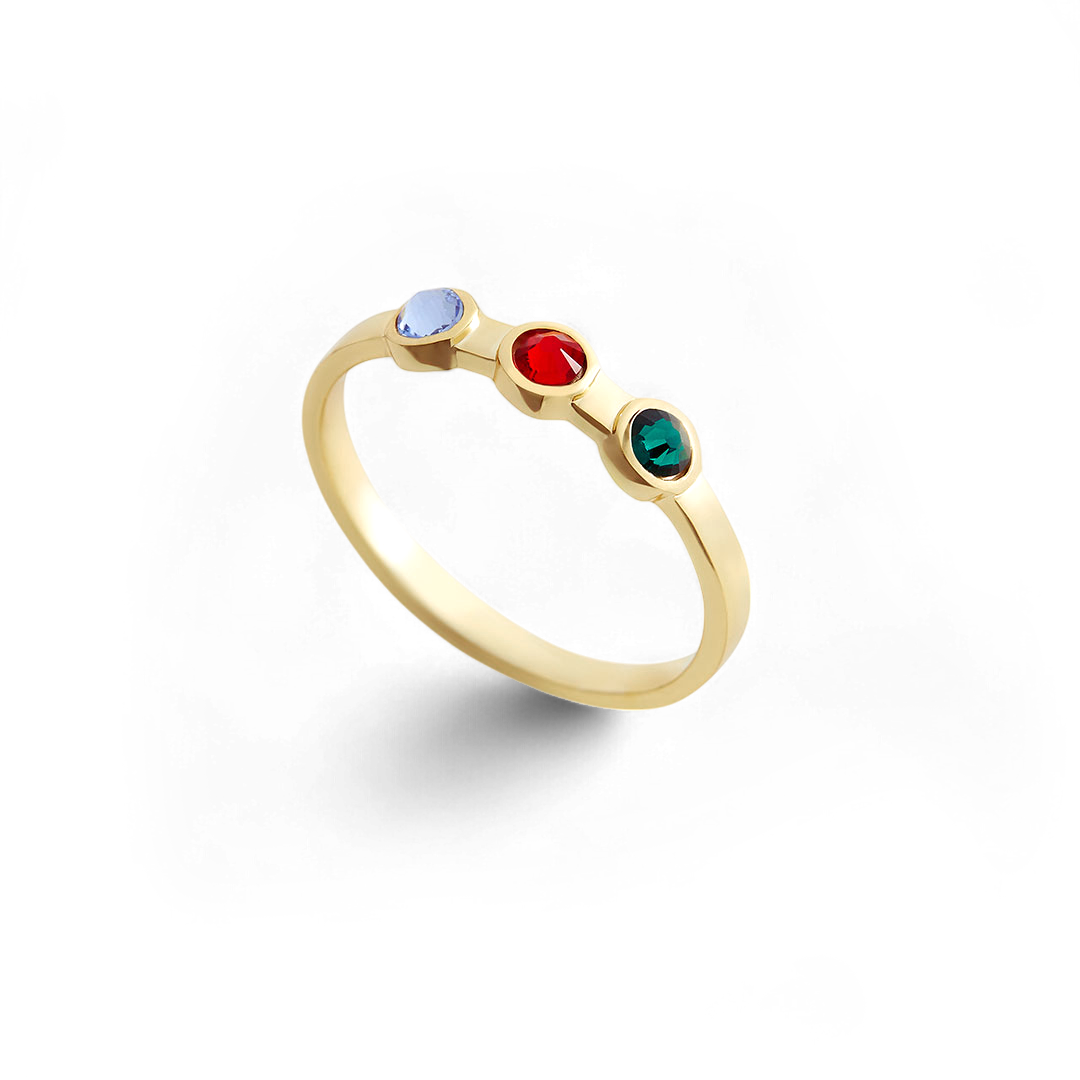 Dainty 3 Birthstone Ring