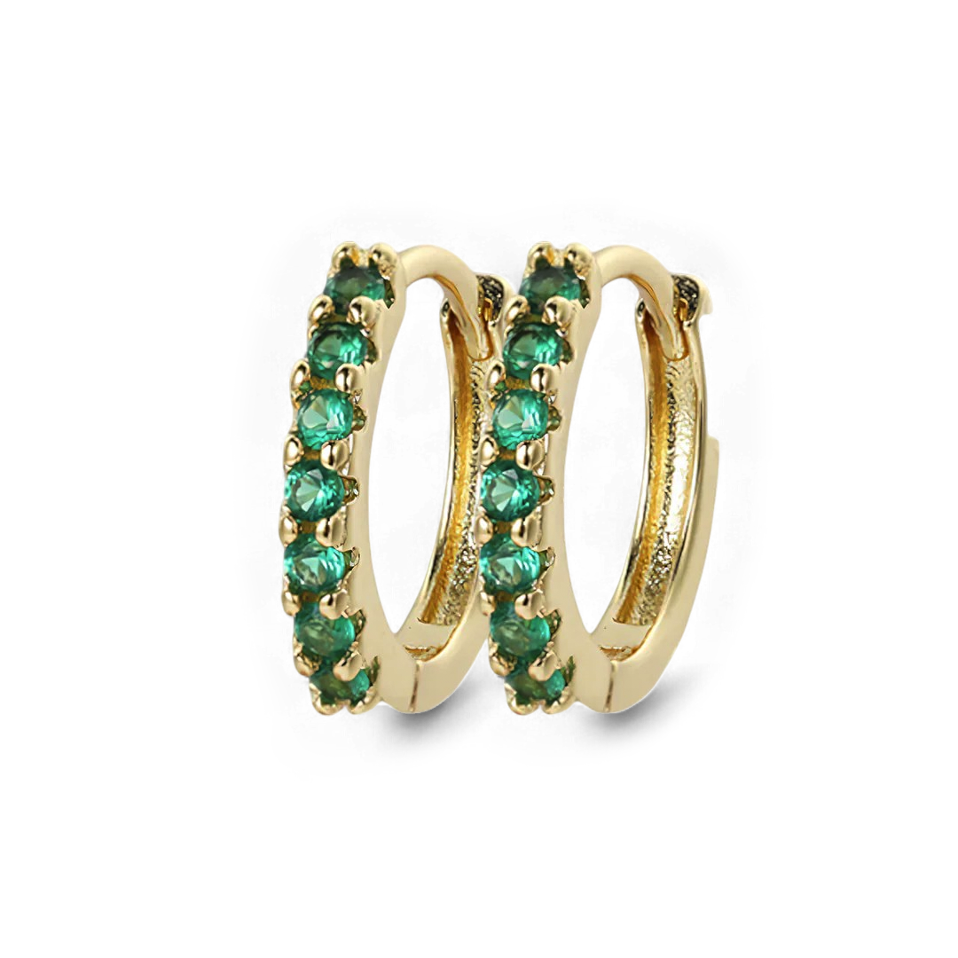 Gemstone Sleeper Huggie Hoop Earrings