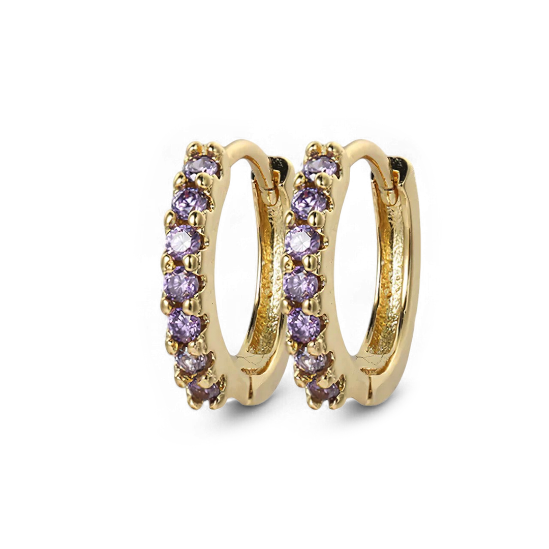 Gemstone Sleeper Huggie Hoop Earrings