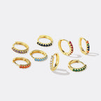 Gemstone Sleeper Huggie Hoop Earrings