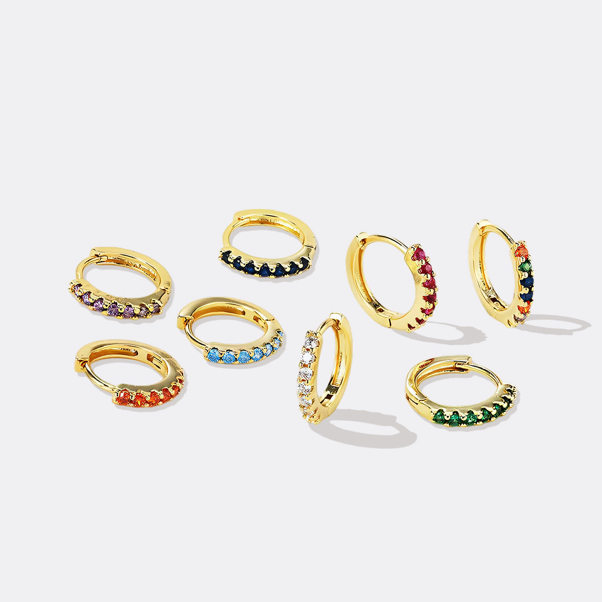 Gemstone Sleeper Huggie Hoop Earrings