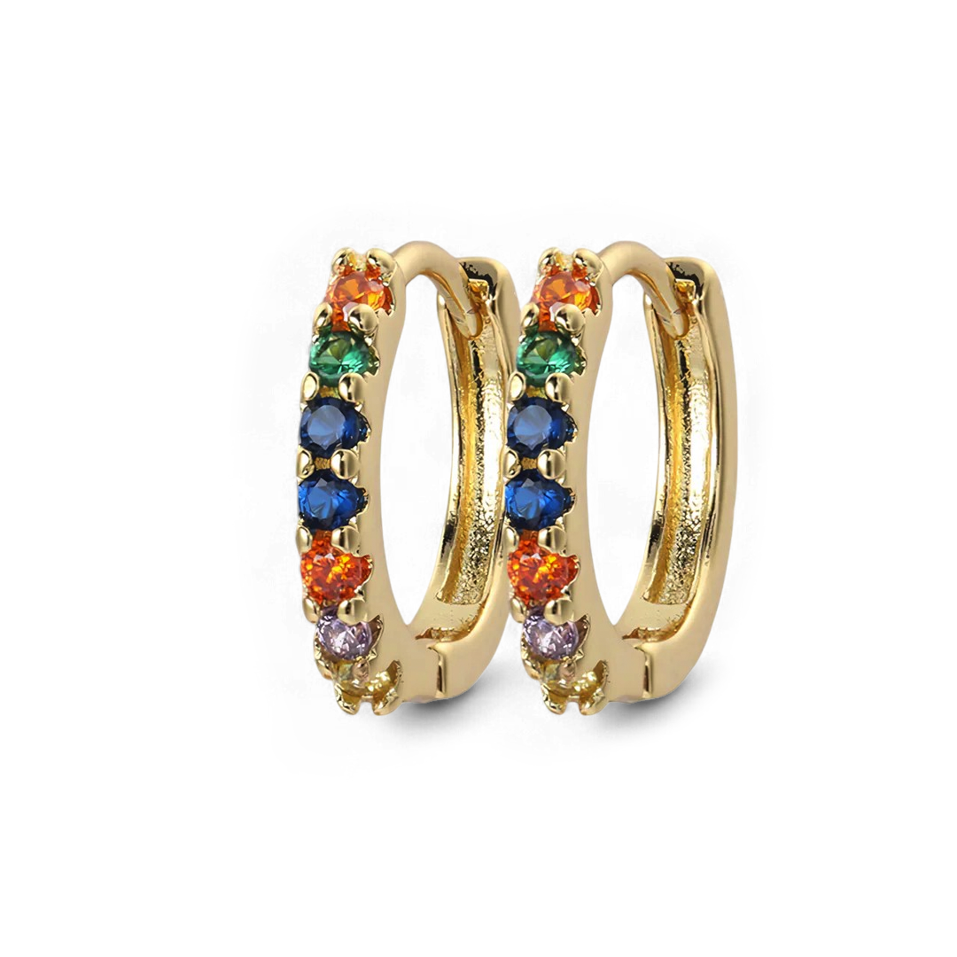 Gemstone Sleeper Huggie Hoop Earrings