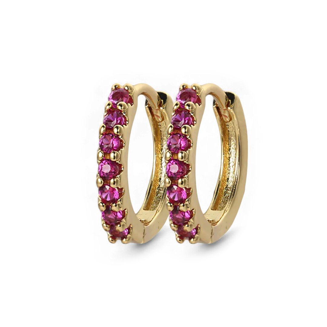 Gemstone Sleeper Huggie Hoop Earrings