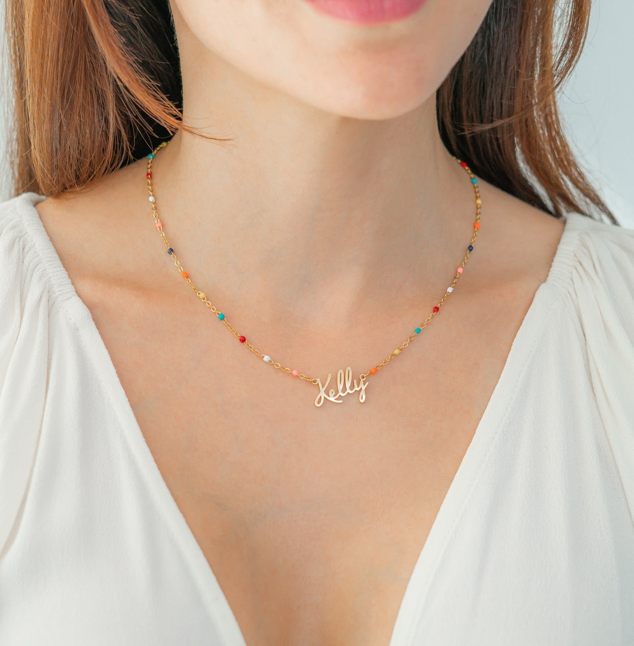 Colorful Beaded Fairy Name Necklace