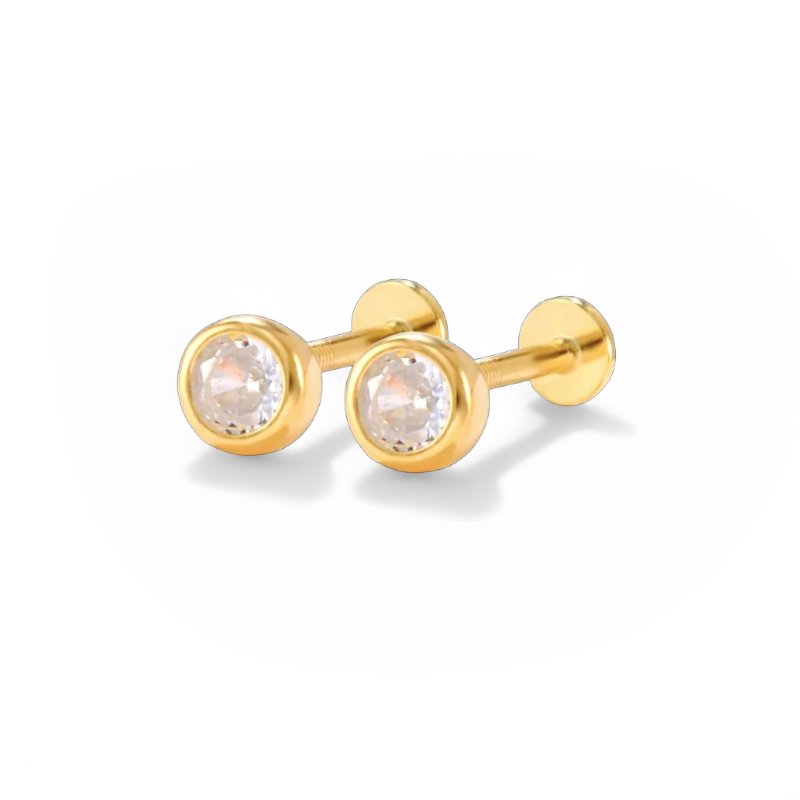 Bezel Stud Flatback Earrings